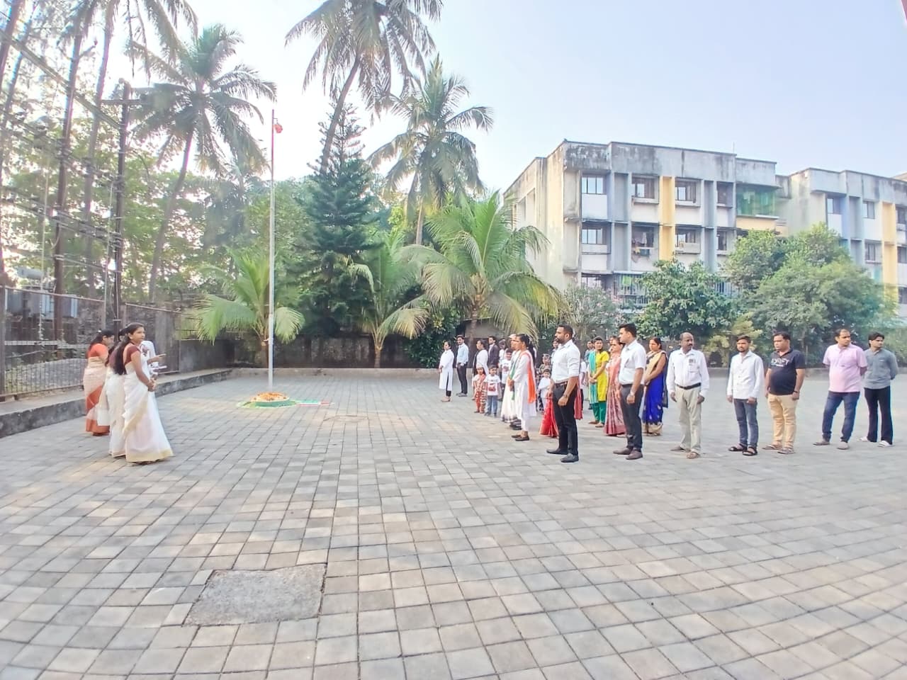 Students and staff gathered on campus